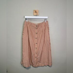 Madewell Rust and White Striped A-Line Skirt